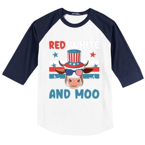 4th Of July Design Moorica Highland Cow Usa Patriotic Cow Gift Baseball Sleeve Shirt