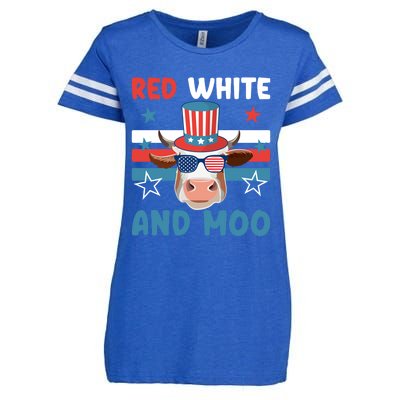 4th Of July Design Moorica Highland Cow Usa Patriotic Cow Gift Enza Ladies Jersey Football T-Shirt