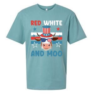 4th Of July Design Moorica Highland Cow Usa Patriotic Cow Gift Sueded Cloud Jersey T-Shirt