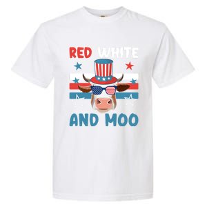 4th Of July Design Moorica Highland Cow Usa Patriotic Cow Gift Garment-Dyed Heavyweight T-Shirt