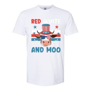 4th Of July Design Moorica Highland Cow Usa Patriotic Cow Gift Softstyle CVC T-Shirt