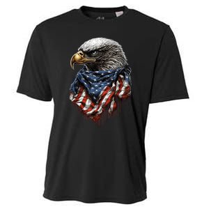 4th Of July Bald Eagle American US Flag Country 4th Of July Cooling Performance Crew T-Shirt