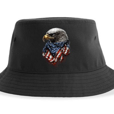 4th Of July Bald Eagle American US Flag Country 4th Of July Sustainable Bucket Hat