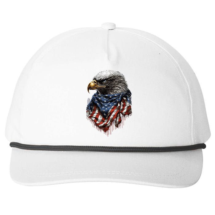 4th Of July Bald Eagle American US Flag Country 4th Of July Snapback Five-Panel Rope Hat