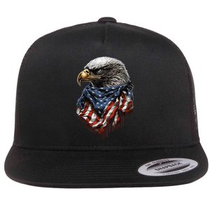 4th Of July Bald Eagle American US Flag Country 4th Of July Flat Bill Trucker Hat