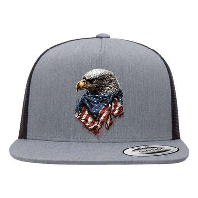 4th Of July Bald Eagle American US Flag Country 4th Of July Flat Bill Trucker Hat