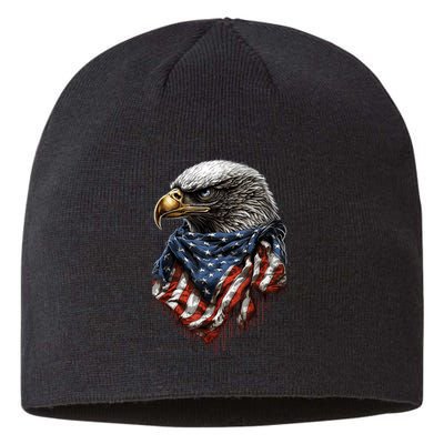 4th Of July Bald Eagle American US Flag Country 4th Of July Sustainable Beanie