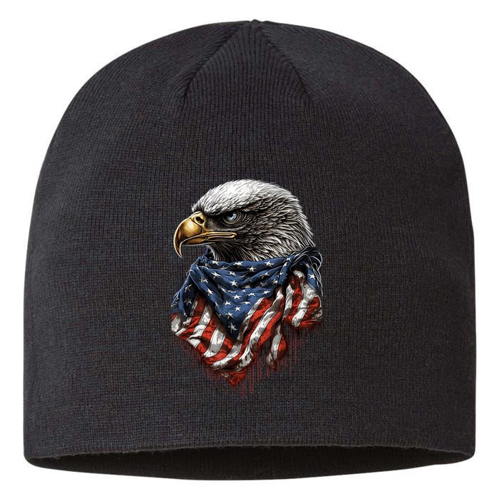 4th Of July Bald Eagle American US Flag Country 4th Of July Sustainable Beanie