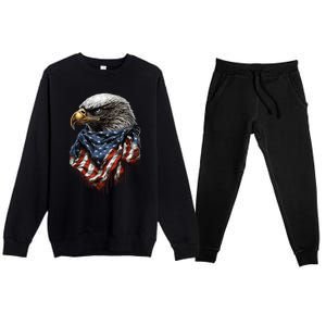 4th Of July Bald Eagle American US Flag Country 4th Of July Premium Crewneck Sweatsuit Set