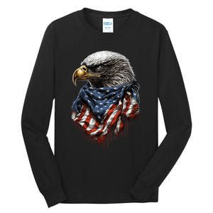 4th Of July Bald Eagle American US Flag Country 4th Of July Tall Long Sleeve T-Shirt