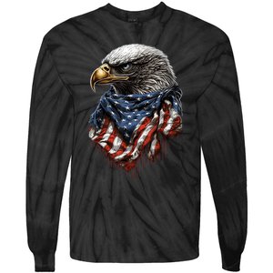 4th Of July Bald Eagle American US Flag Country 4th Of July Tie-Dye Long Sleeve Shirt