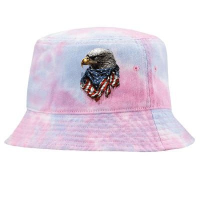 4th Of July Bald Eagle American US Flag Country 4th Of July Tie-Dyed Bucket Hat