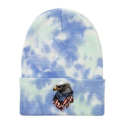 4th Of July Bald Eagle American US Flag Country 4th Of July Tie Dye 12in Knit Beanie