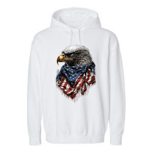 4th Of July Bald Eagle American US Flag Country 4th Of July Garment-Dyed Fleece Hoodie