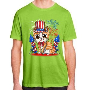 4th Of July Patriotic Cat Funny American Flag Meowica Cute Adult ChromaSoft Performance T-Shirt