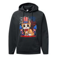 4th Of July Patriotic Cat Funny American Flag Meowica Cute Performance Fleece Hoodie