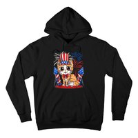 4th Of July Patriotic Cat Funny American Flag Meowica Cute Hoodie