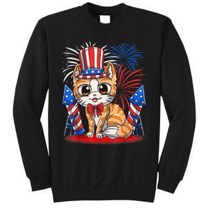 4th Of July Patriotic Cat Funny American Flag Meowica Cute Sweatshirt