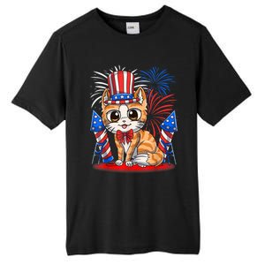 4th Of July Patriotic Cat Funny American Flag Meowica Cute Tall Fusion ChromaSoft Performance T-Shirt