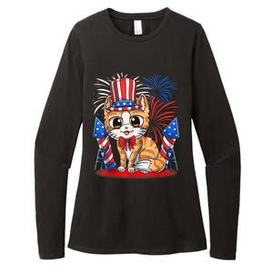 4th Of July Patriotic Cat Funny American Flag Meowica Cute Womens CVC Long Sleeve Shirt