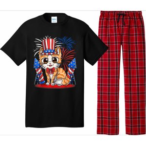 4th Of July Patriotic Cat Funny American Flag Meowica Cute Pajama Set