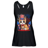 4th Of July Patriotic Cat Funny American Flag Meowica Cute Ladies Essential Flowy Tank