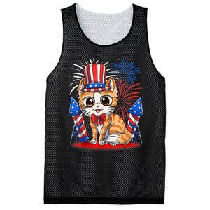 4th Of July Patriotic Cat Funny American Flag Meowica Cute Mesh Reversible Basketball Jersey Tank