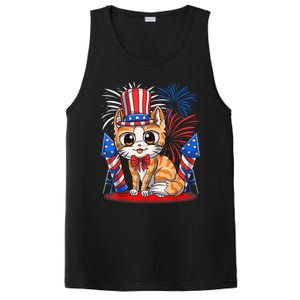 4th Of July Patriotic Cat Funny American Flag Meowica Cute PosiCharge Competitor Tank