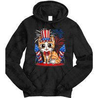 4th Of July Patriotic Cat Funny American Flag Meowica Cute Tie Dye Hoodie