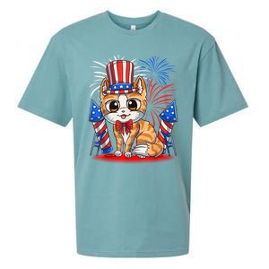 4th Of July Patriotic Cat Funny American Flag Meowica Cute Sueded Cloud Jersey T-Shirt