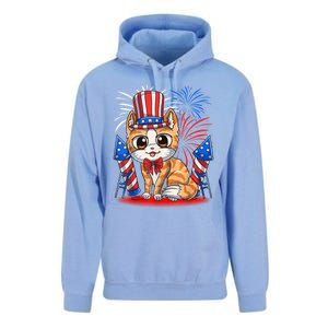 4th Of July Patriotic Cat Funny American Flag Meowica Cute Unisex Surf Hoodie