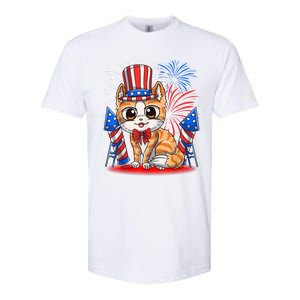 4th Of July Patriotic Cat Funny American Flag Meowica Cute Softstyle CVC T-Shirt