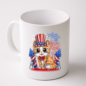 4th Of July Patriotic Cat Funny American Flag Meowica Cute Coffee Mug