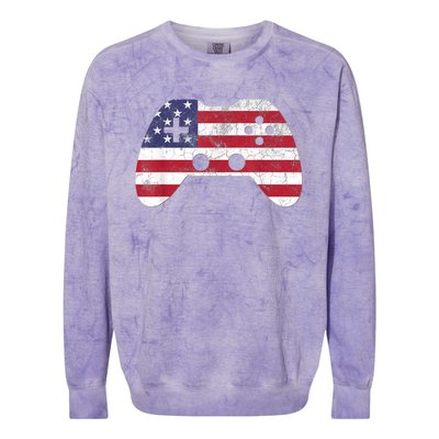 4th Of July Video Game Gamer Boy Men USA Colorblast Crewneck Sweatshirt