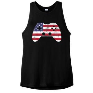 4th Of July Video Game Gamer Boy Men USA Ladies PosiCharge Tri-Blend Wicking Tank