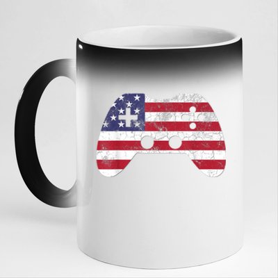 4th Of July Video Game Gamer Boy Men USA 11oz Black Color Changing Mug