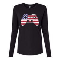 4th Of July Video Game Gamer Boy Men USA Womens Cotton Relaxed Long Sleeve T-Shirt