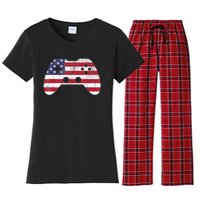 4th Of July Video Game Gamer Boy Men USA Women's Flannel Pajama Set