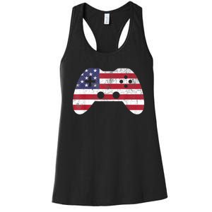 4th Of July Video Game Gamer Boy Men USA Women's Racerback Tank