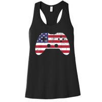 4th Of July Video Game Gamer Boy Men USA Women's Racerback Tank