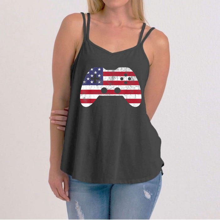 4th Of July Video Game Gamer Boy Men USA Women's Strappy Tank