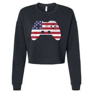 4th Of July Video Game Gamer Boy Men USA Cropped Pullover Crew