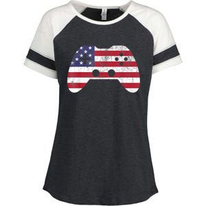 4th Of July Video Game Gamer Boy Men USA Enza Ladies Jersey Colorblock Tee