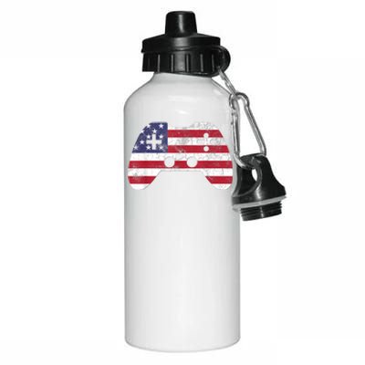 4th Of July Video Game Gamer Boy Men USA Aluminum Water Bottle