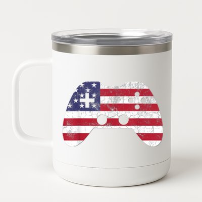 4th Of July Video Game Gamer Boy Men USA 12 oz Stainless Steel Tumbler Cup