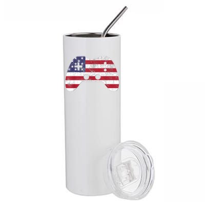 4th Of July Video Game Gamer Boy Men USA Stainless Steel Tumbler