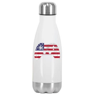 4th Of July Video Game Gamer Boy Men USA Stainless Steel Insulated Water Bottle