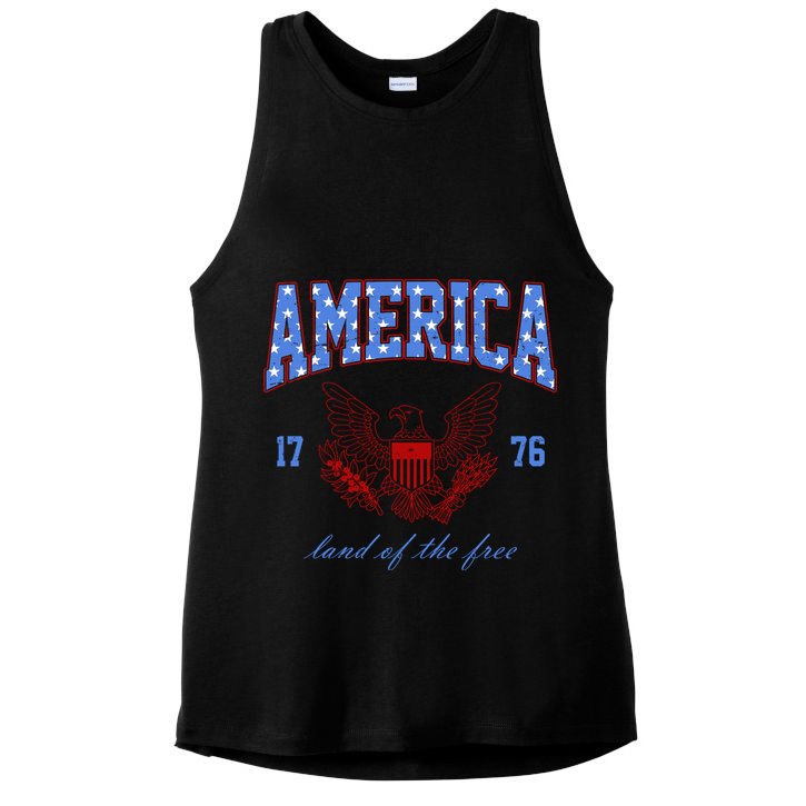 4th Of July Independence Day Land Of The Free Ladies PosiCharge Tri-Blend Wicking Tank