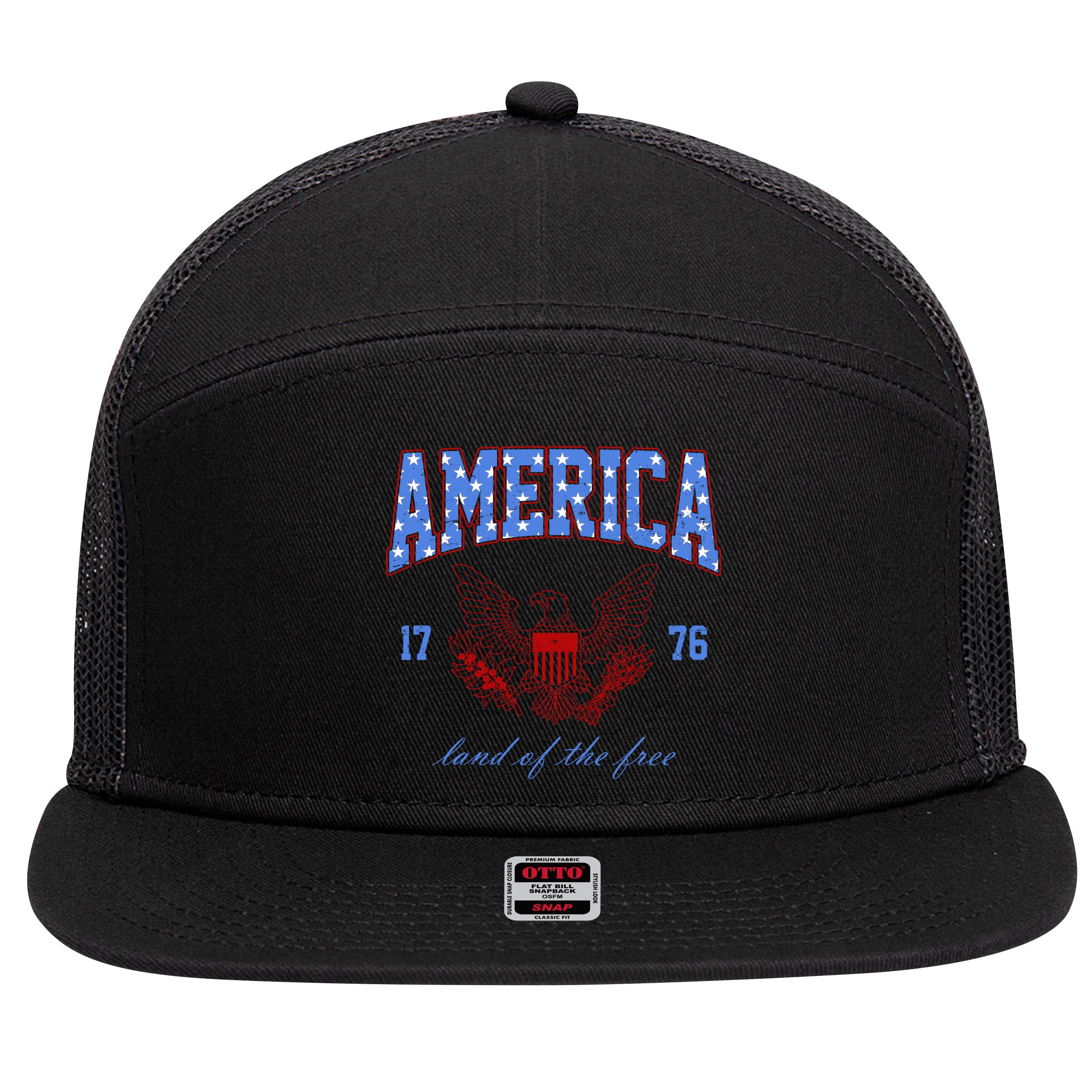 4th Of July Independence Day Land Of The Free 7 Panel Mesh Trucker Snapback Hat