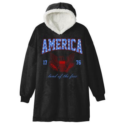 4th Of July Independence Day Land Of The Free Hooded Wearable Blanket